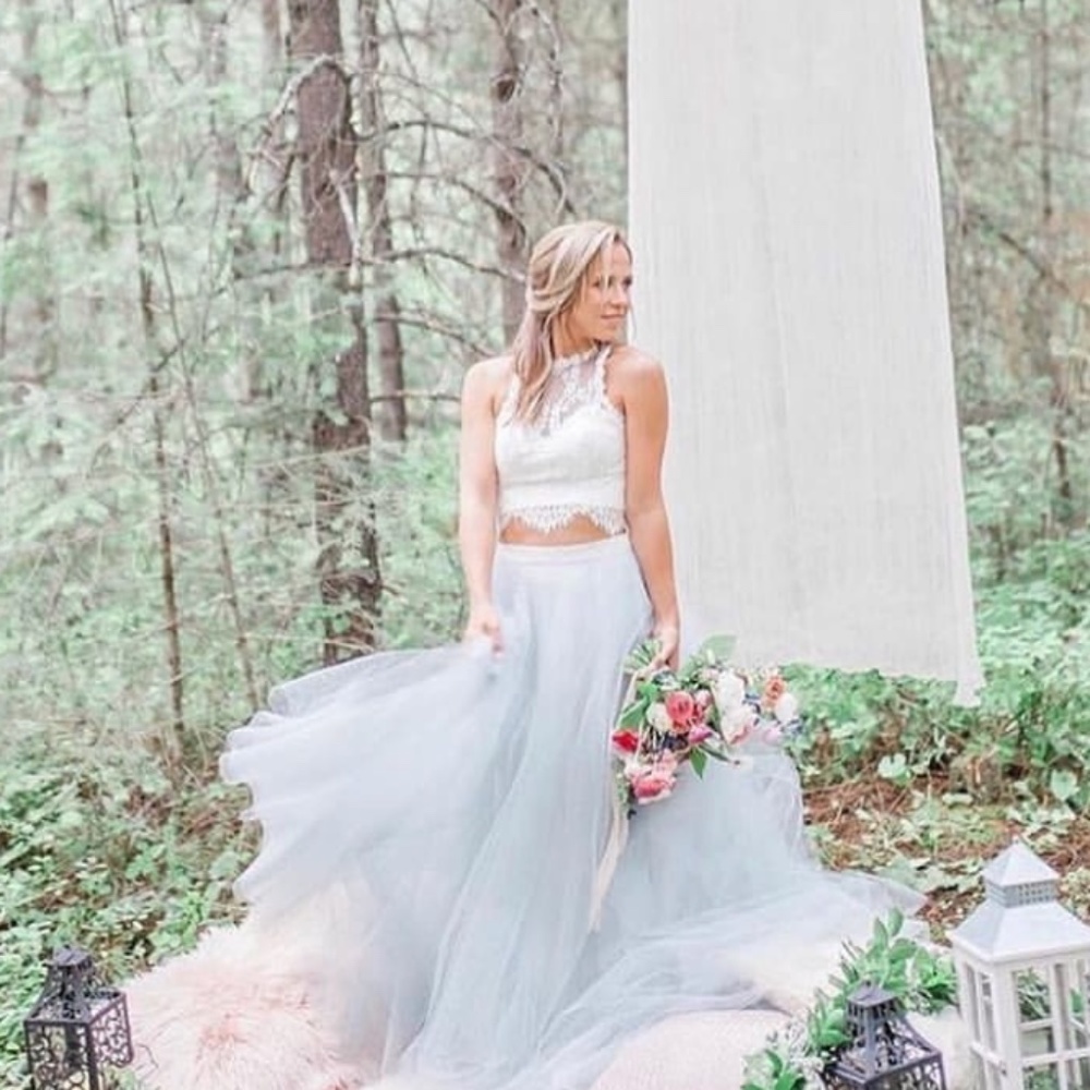 Lillian Wild “Addie” wedding top. Ivory Vine Lace crop